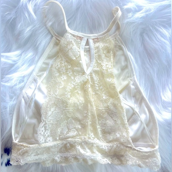 Ivory Lace Romantic Mesh Boho Halter Top Women’s Size Small - Picture 5 of 7